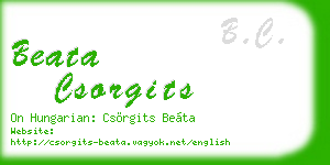 beata csorgits business card